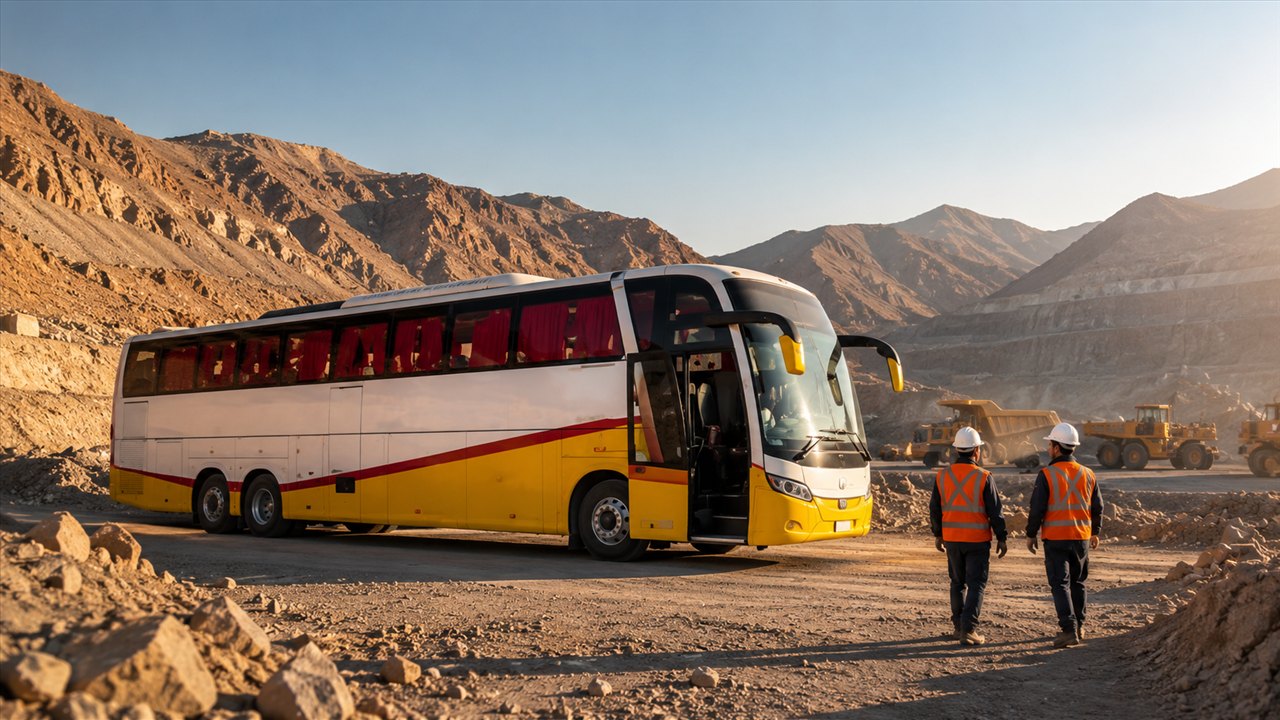 Bus TransKadise en ruta minera